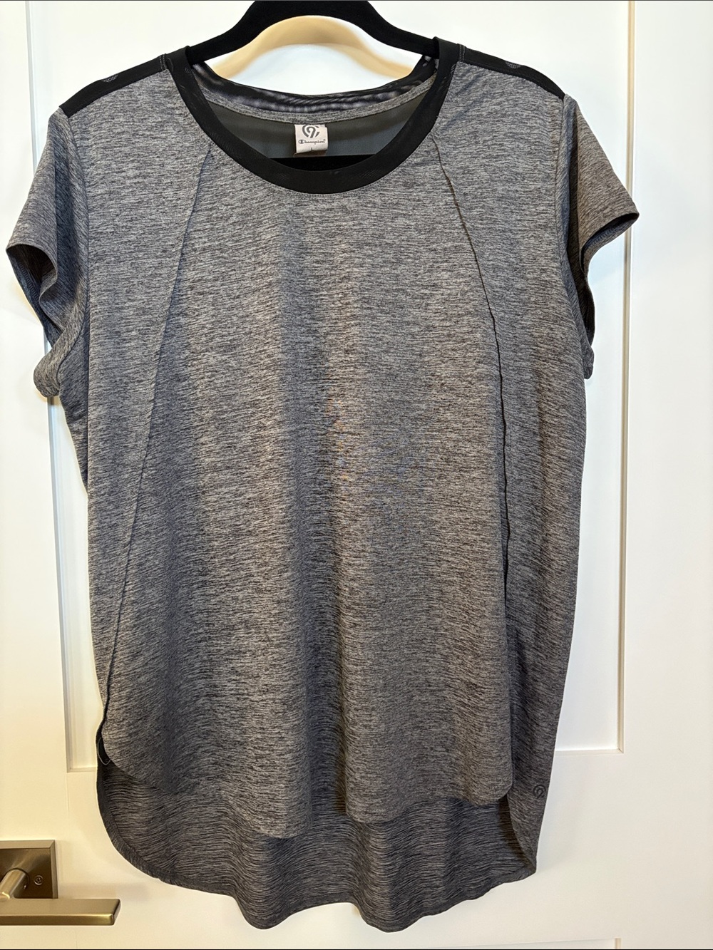 Champion Heather Gray Short Sleeve Tee with Black Trim